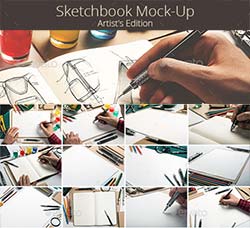 极品PS动作/逼真的现场模型－手绘素描(第三版)：Sketchbook Mock-Up Artists Edition